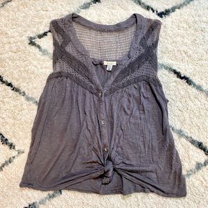 SALE🌟 ecote Knotted Charcoal Sleeveless Tank Top